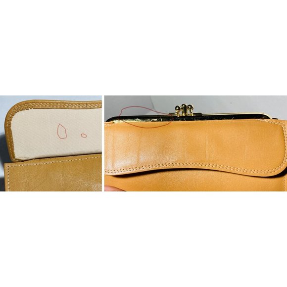 Amity Ladies Womens Tan Cowhide Leather Billfold Wallet Change Purse Clasp VTG - Picture 11 of 15